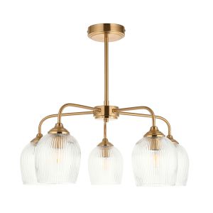 Ashcroft Ribbed 5 Pendant Light Brushed Aged Brass 1 29102025010700