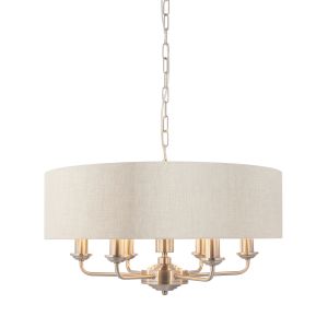 Highclere 6 Pendant Light Chrome & Natural 1 03122025111211