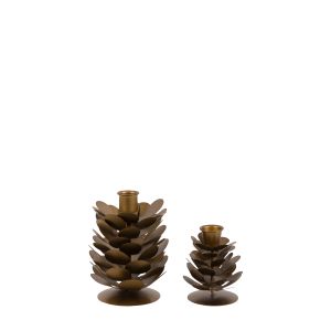 Woodland Set of 2 Pinecone Candleholder Gold 1 21102026031549